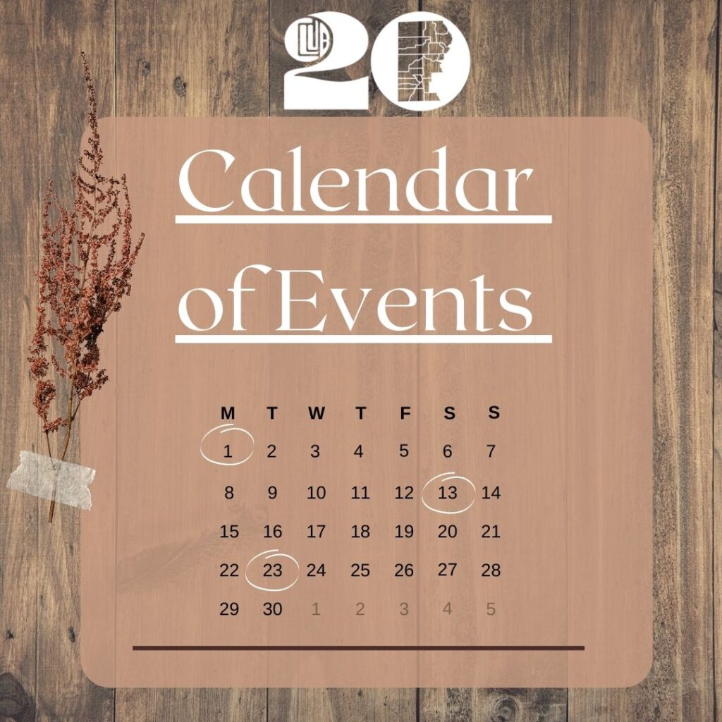 2023 Calendar of Events | Club 20